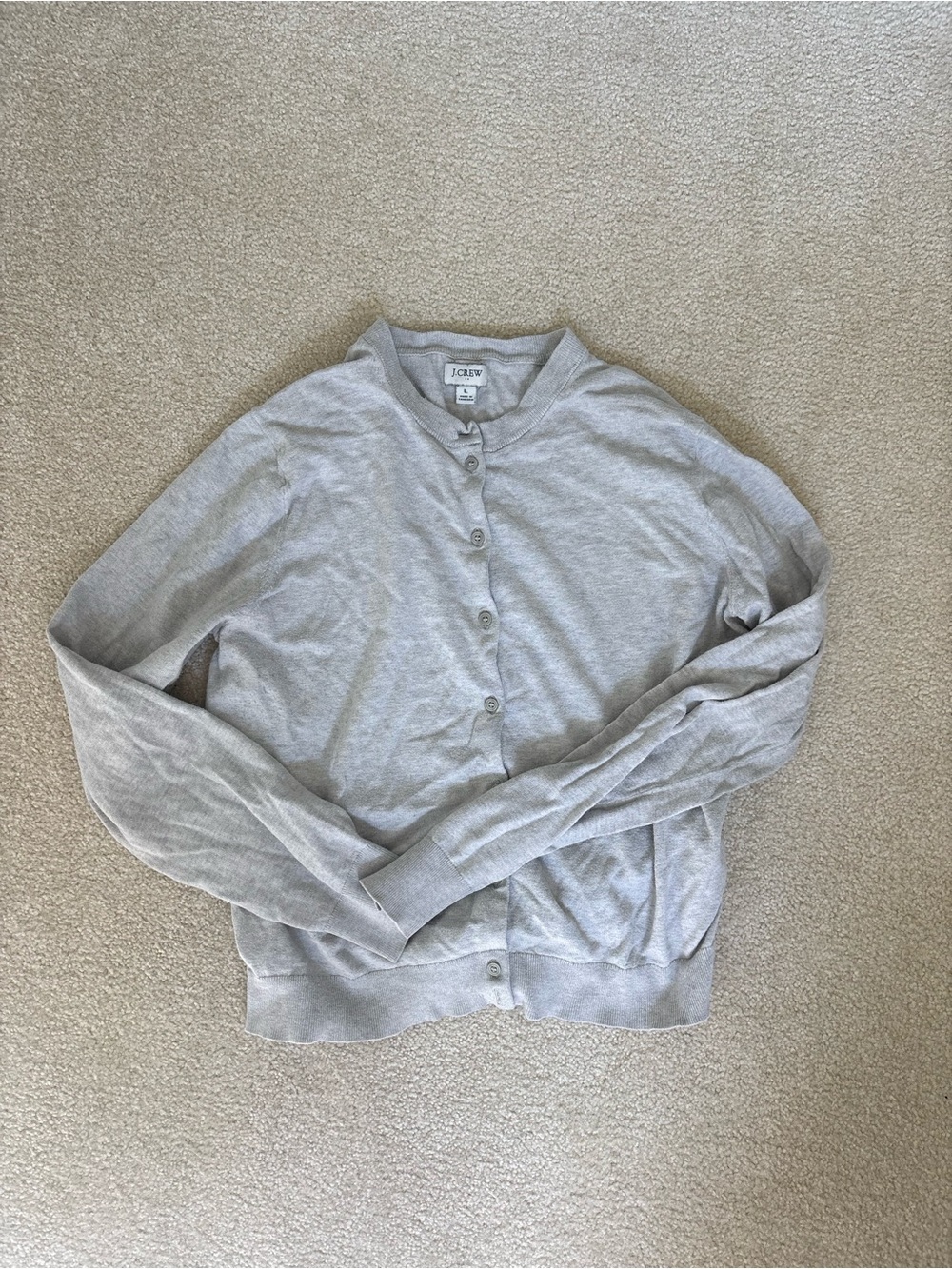 J. Crew Heather Gray Button-Up Crewneck Cardigan